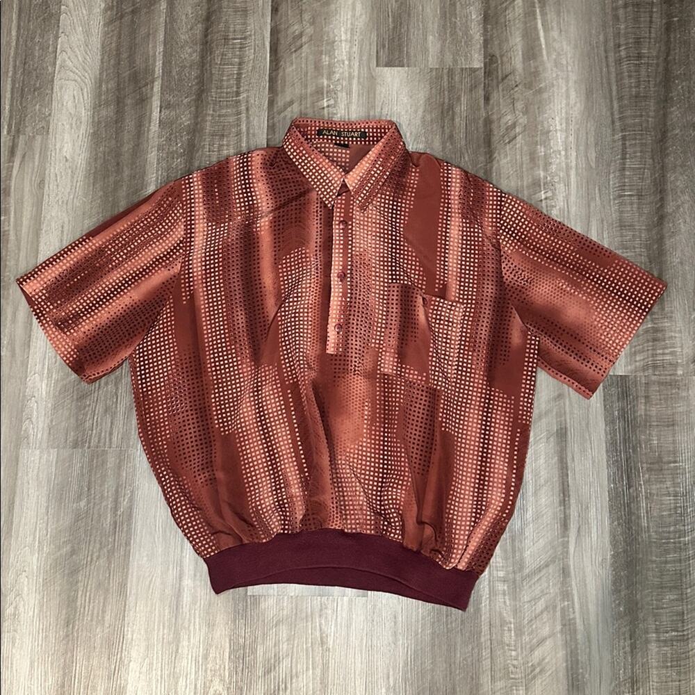 Alan Stuart Checkered Half Button Banded Hem Polo - XL - Picture 2 of 6